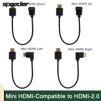 OD3,2 мм Высокоскоростной HDMI-совместимый кабель Mini HDMI-совместимый 2.0 Вверх Вниз Влево Под углом 90 градусов Штекерный тонкий короткий кабель