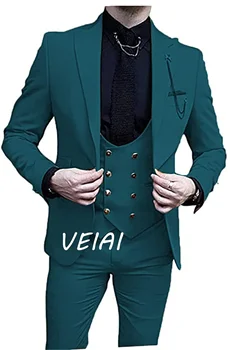  Oil Green Свадебный мужской костюм для жениха Смокинги 2023 Slim Fit Prom Party Custom Мужские костюмы 3 шт. Куртка Брюки Жилет Мужская одежда