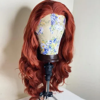 OLEY Ginger Color Кружевной передний парик предварительно ощипанный 180 плотности 30 Inche Синтетический Body Wave Drag Queen Косплей Парики для чернокожих женщин