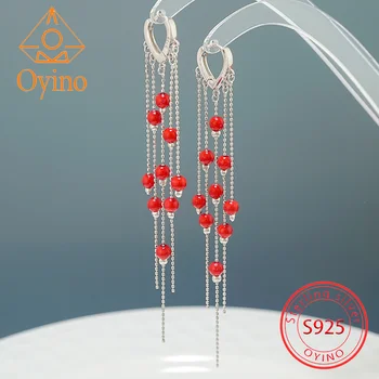 Oyino New S925 стерлинговое серебро с длинной кисточкой жемчужные серьги атмосферный тренд серьги серьги для женщин