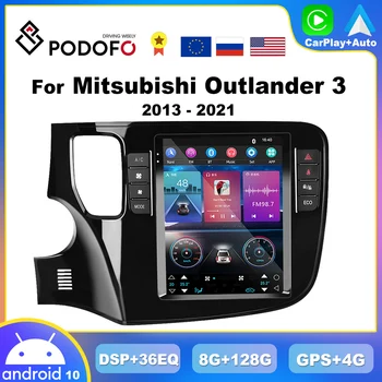 Podofo CarPlay Android Радио для Mitsubishi Outlander 3 2013-2021 Автомобильный мультимедийный плеер 2din GPS Стерео Головное устройство Autoradio RDS