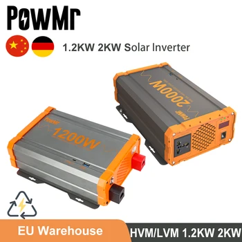 PowMr 1,2 кВт 2 кВт постоянного тока 12 В 24 В 110 В / 220 В переменного тока Солнечный инвертор Чистая синусоида Двойные розетки переменного тока 5 В / 2,1 А USB и Type-C Подходит для литий-аккумуляторной батареи