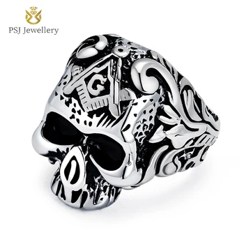 PSJ Модные ювелирные изделия Винтажный дизайн черепа Серебряные / позолоченные титановые кольца из нержавеющей стали для мужчин