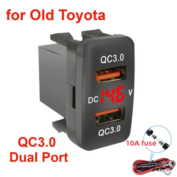QC3.0 Двухпортовый адаптер для быстрого автомобильного зарядного устройства 12 В-24 В со светодиодным вольтметром для старой Toyota