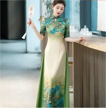 Qipao New 2023 Autumn High End Show Улучшенное платье Одри Ципао
