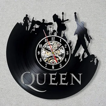 Queen Rock Band Настенные часы Современный дизайн Музыкальная тема Классические виниловые часы Настенные часы Искусство Домашний декор Подарки для музыканта