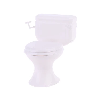 RIRI Кукольный домик Миниатюрная мебель Винтажная модель ванной комнаты Белый туалет Ребенок притворяется