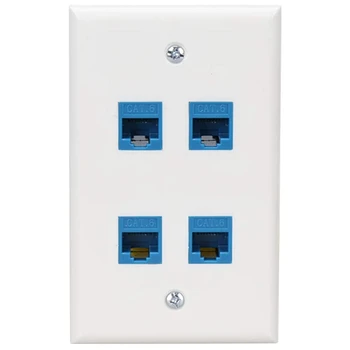 RISE-Ethernet Настенная панель с 4 портами Розетка-Мама, совместимая с устройствами Ethernet Cat7/6/6E/5/5E-синий