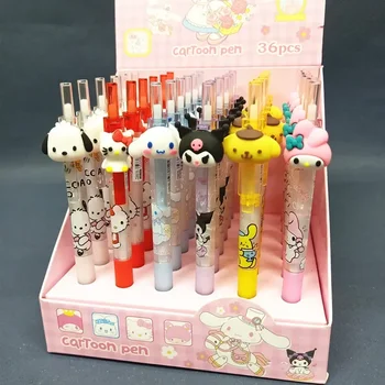 Sanrio 18/36 шт. Гелевая ручка Kuromi Melody Hello Kitty Press Pen Студенты Канцелярские принадлежности Ручка для письма 0,5 Черная подпись Ручка Подарок на день рождения