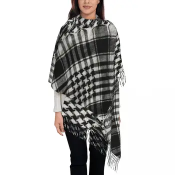 Shemagh Тактическая бандана Арабский палестинский шарф для женщин Осень-зима Пашмина Шаль Обертывание Палестинские большие шарфы с кисточкой