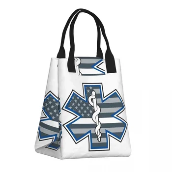 Star Of Life Изолированная сумка для ланча для работы Школа EMT Парамедик Медицинский многоразовый термоохладитель Bento Box Женские сумки
