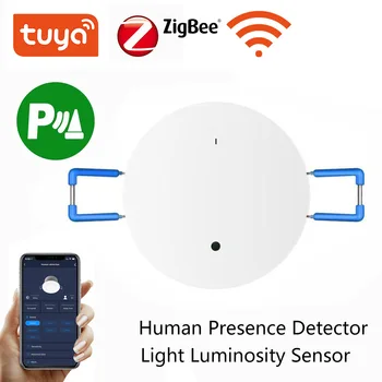 Tuya Ceiling Zigbee WIFI Датчик присутствия человека Освещенность Расстояние Миллиметровый волна Обнаружение радара Управление приложением для умной жизни