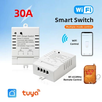 Tuya Smart Wifi Switch DIY Таймер + Удаленный беспроводной контроллер Wi-Fi 30 А Power Monitor Kwh White для Alexa Google Home