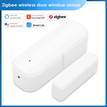TUYA WiFi / ZIGBEE Умный датчик дверного окна Дверной магнит с голосовой поддержкой 24/7 Постоянный мониторинг Датчик выключателя домашней безопасности