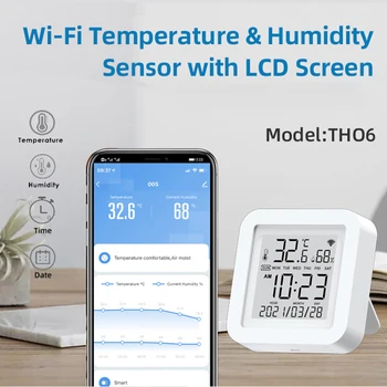 Tuya WiFi Датчик влажности Температура ЖК-дисплей Экран для IoT Умный дом Smartlife Цифровой гигрометр Термометр Регистратор данных