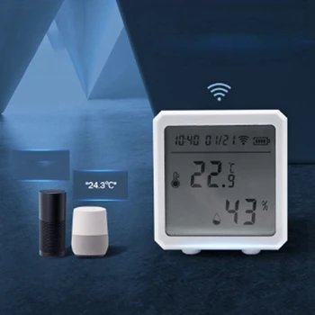 Tuya WIFI Датчик температуры и влажности ЖК-дисплей Внутренний гигрометр Детектор Датчик Приложение Smart Life Поддержка Alexa Google Home