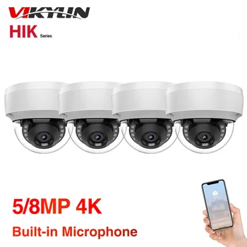 Vikylin 4K HD IP-камера 8 Мп 5 Мп Купольный PoE Встроенный MiC Обнаружение движения Камеры видеонаблюдения Indoor Hik IPC Защита дома