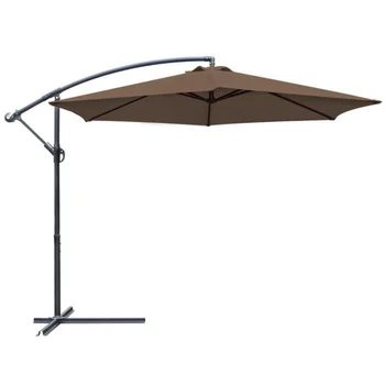 Vineego 10 футов Смещенные консольные зонты с наклоном Подвесной зонтик для патио на открытом воздухе, бежевый