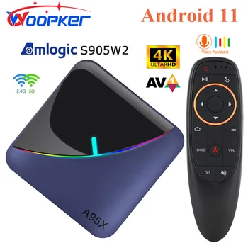 Woopker A95X F3 Air II ТВ-приставка S905W2 Android 11.0 Dual Wi-Fi BT5.0 4K VP9 AV1 HD Медиаплеер RGB Подсветка Телевизионные приставки