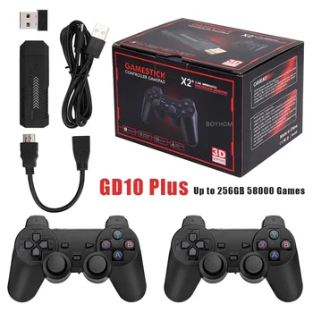 X2 Plus GD10 Pro 4K Game Stick 3D HD Ретро Видеоигра Консоль Беспроводной контроллер TV 50 Эмулятор для PS1 / N64 / DC 256G 128G 64G