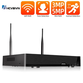 XMeye Охранный видеорегистратор 8 каналов 3 МП 4 канала 5 МП WiFi NVR Беспроводная сеть для защиты безопасности Комплект наблюдения Обнаружение человека 4T