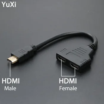 YuXi HD Видеокабель Разъем HDMI Кабель разветвителя HDMI 1 Папа на два HDMI 2 гнезда Y Разветвитель Адаптер в HDMI HD HD LED ЖК-телевизор