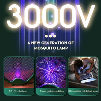 Zapper Light Mosquito Killer Электрическая перезаряжаемая ловушка для насекомых Мухобойка Ракетка Fly Lamp Складной