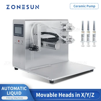 ZONESUN ZS-YTXYZ2 Керамический плунжерный насос Двойная головка для дайвинга Высокоточная автоматическая реагентная трубка Стеклянный флакон Машина для розлива жидкости