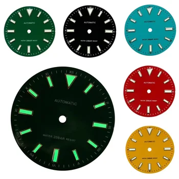 Аксессуары для часов с гладким циферблатом 28,5 мм с японскими автоматическими механизмами NH35 и NH36, излучающими зеленый свет ЛОГОТИП S