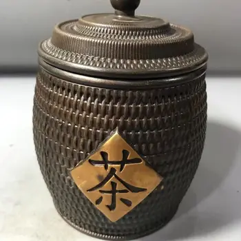Антикварная бронзовая посуда Коллекция чайников, латунь Древняя бронза Позолоченная бронзовая посуда, бамбуковые узоры плетения, чайные ведра, хо