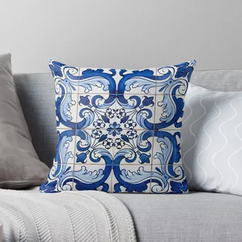 Антикварная классическая лиссабонская синяя плитка азулежу с цветочным рисунком бросок подушка подушка чехол для подушки полиэстерДомашний декор