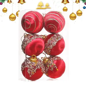 Бархатные украшения для рождественских шаров Небьющиеся рождественские шары 6 шт. Набор Бархатные шары для рождественской елки с металлической струной Домашняя вечеринка