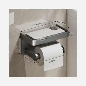 Большой держатель для туалетной бумаги Настенный держатель рулона бумаги с лотком для хранения Органайзер для унитаза Подставка для телефона Аксессуары для ванной комнаты