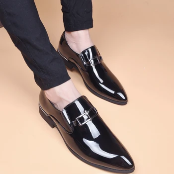 большой размер мужская роскошная модная лакированная кожа обувь слипоны оксфорды бренд дизайнерские дышащие лоферы черная красная обувь мужчина