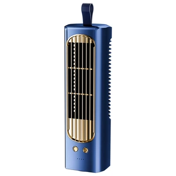  Бытовой башенный вентилятор Циркуляция 90 ° Осциллирующий тихий охлаждающий кондиционер Портативный стоячий напольный настольный безлопастный вентилятор Синий
