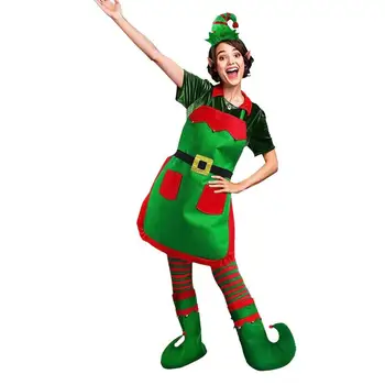 Взрослый Семья Рождественский костюм Женщины Санта-Клаус Рождественская новогодняя вечеринка Косплей Девушки Зеленый эльф Маскарадный костюм