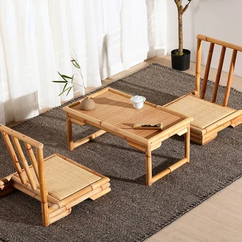 Винтажный ротанг Внутренняя бамбуковая мебель Напольный стол Азиатский стиль Татами Кофе / Чай Гостиная Низкий чайный стол Бамбуковый стол