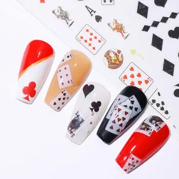 Водонепроницаемые клейкие наклейки Интересный маникюр Покер Нейл-арт Наклейка Игральные карты Дизайн DIY Украшение ногтей