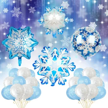 Воздушные шары из алюминиевой пленки в форме снежинки Зимние снежинки Звезда День рождения Алюминиевая фольга Снежинка Воздушный шар Рождественское украшение