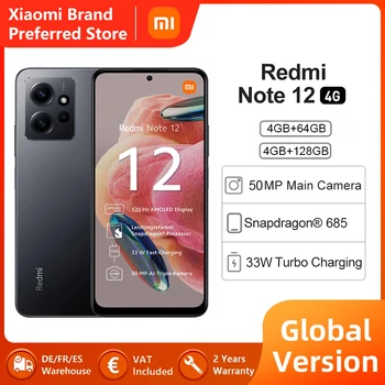 Глобальная версия Xiaomi Redmi Note 12 4G Смартфон NFC Snapdragon 685 Octa Core 6,67 дюйма FHD AMOLED 50 МП Основная камера 5000 мАч