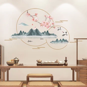 Горы Наклейки на стену Декор Винил DIY Китайский стиль Настенные наклейки для гостиной, спальни, кухни, аксессуары для украшения дома