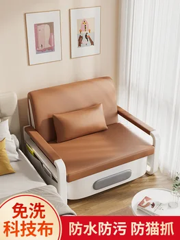 Двуспальный складной диван-кровать 2023 новый небольшой семейный складной кровать балкон многофункциональная простая тканевая технология