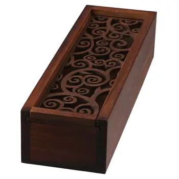 Деревянный деревянный ящик для хранения Цвет дерева 7,67 * 2,36 * 1,61 дюйма Настольные канцелярские товары Хранение деревянных ювелирных изделий
