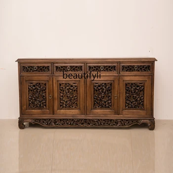 Деревянный резной шкаф для хранения Zen Curio Шкаф Мебель в стиле Юго-Восточной Азии