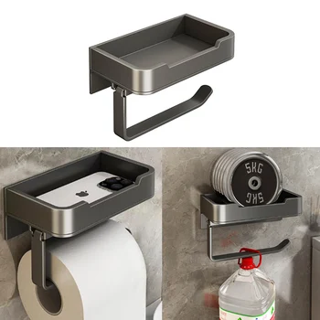 Держатель для туалетной бумаги Алюминиевая настенная коробка для салфеток с лотком для хранения Органайзер для рулонной бумаги Подставка для телефона Аксессуары для ванной комнаты