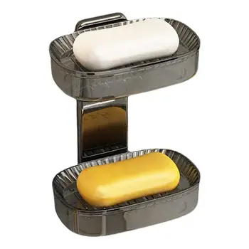  Держатель мыла Настенный двухслойный прочный держатель губки Прочный держатель губки для душевой кабины и кухонной раковины в ванной комнате