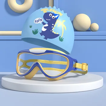 Детская защита от запотевания УФ Водонепроницаемые очки для плавания Кепка Регулируемые водные виды спорта Серфинг Очки для купания на пляже