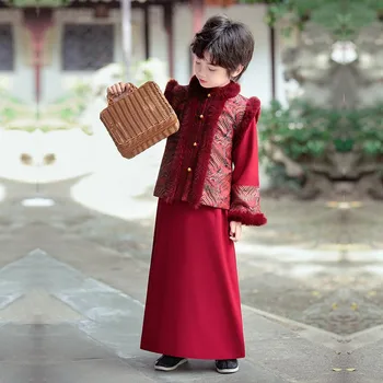 Детская новогодняя одежда Древний китайский халат Ханьфу Мальчик Традиционные китайские боевые искусства Косплей Костюм Кимоно Студенческая форма