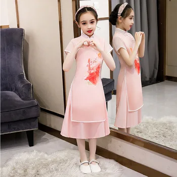 Детские Cheongsam Новое летнее ретро платье принцессы Китайское традиционное платье Qipao Маленькая девочка Baby Girl Qipao Платье для детей