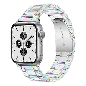 Для Apple Watch 7 41 мм 45 мм ремешок из прозрачной радужной смолы для iwatch se apple watch 6 5 4 40 мм 44 мм 3 38/42 мм прозрачный